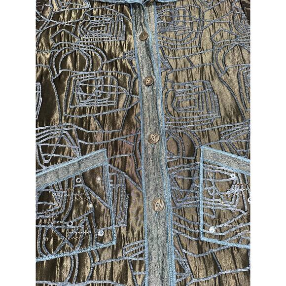 Yak Magik Women’s Jacket Embroidered Embellished Metallic Artsy Boho Nepal M/L - Picture 6 of 16